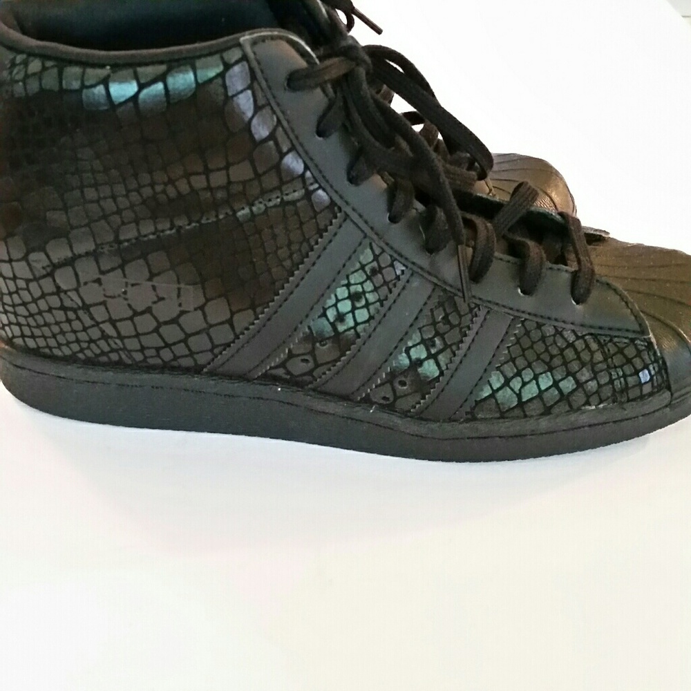 Adida black snake skin high tops